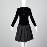 1980s Bill Blass Black Evening Dress with Rhinestones