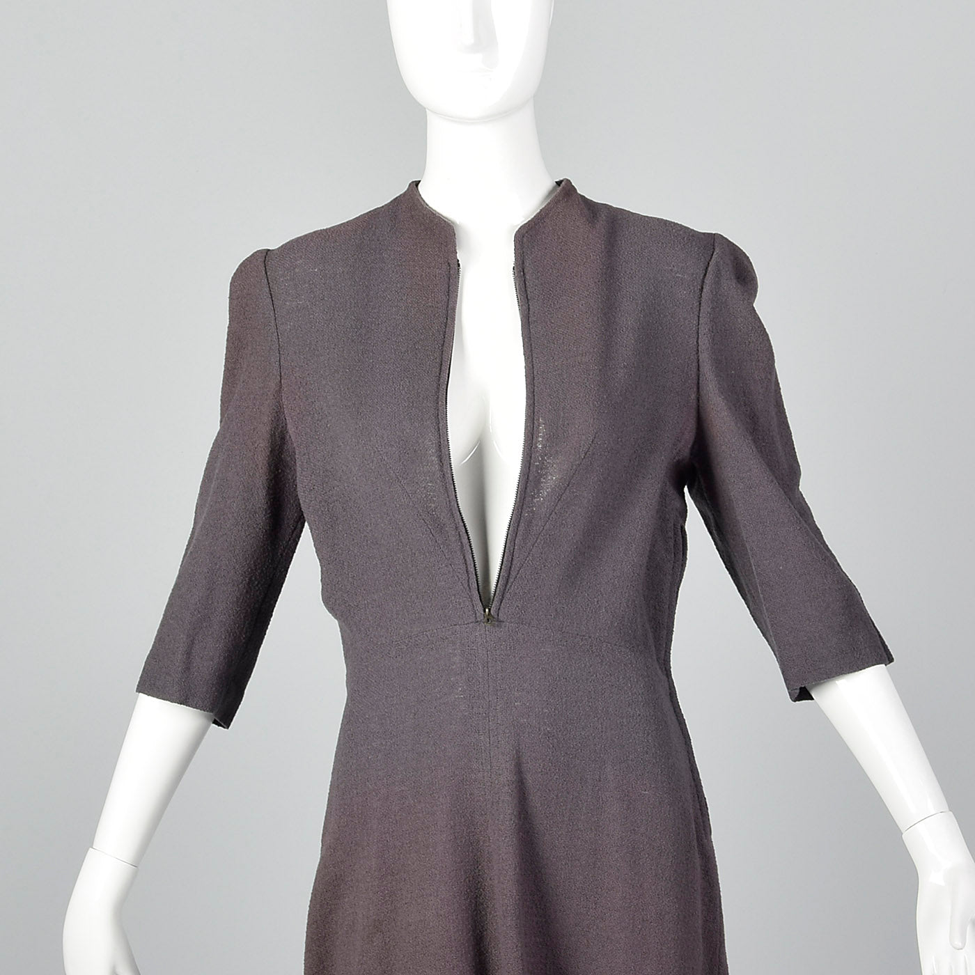 Small 1930s Gray Dress & Fur Trimmed Jacket Set