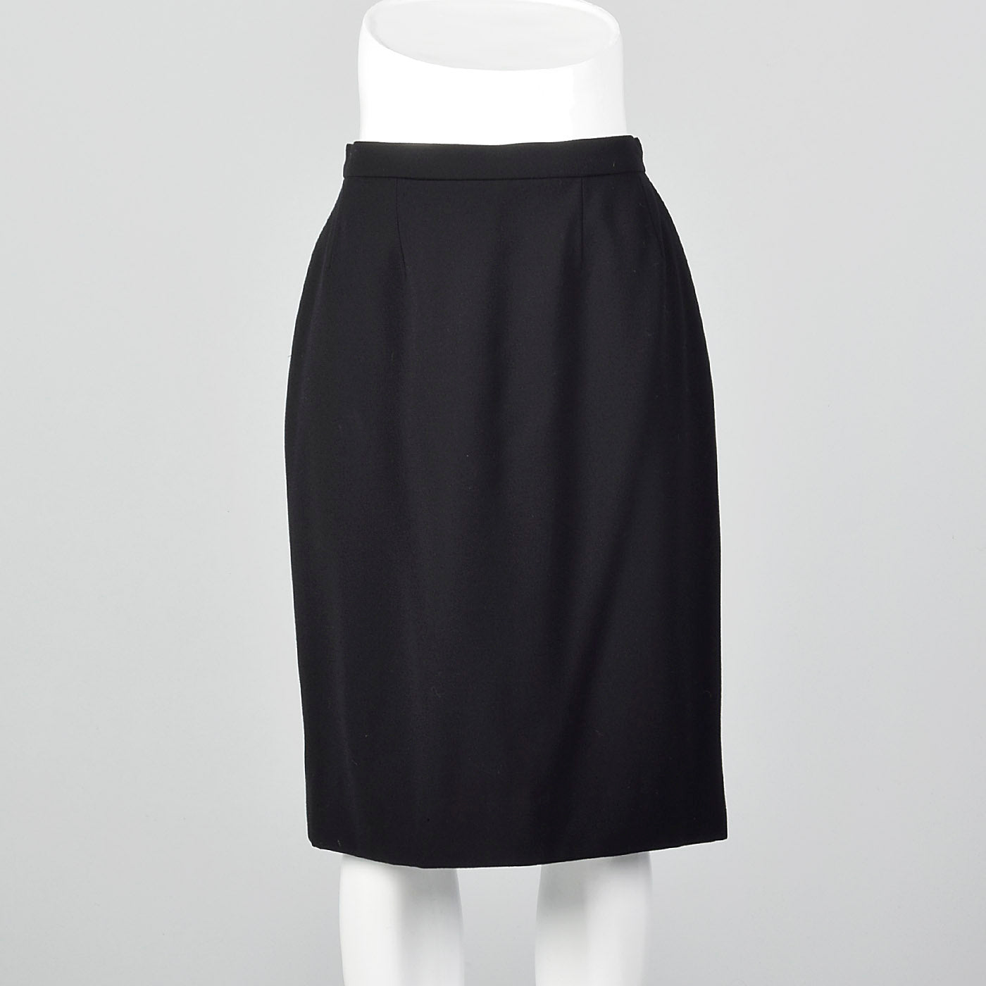 1990s Chanel Boutique Black Wool Pencil Skirt