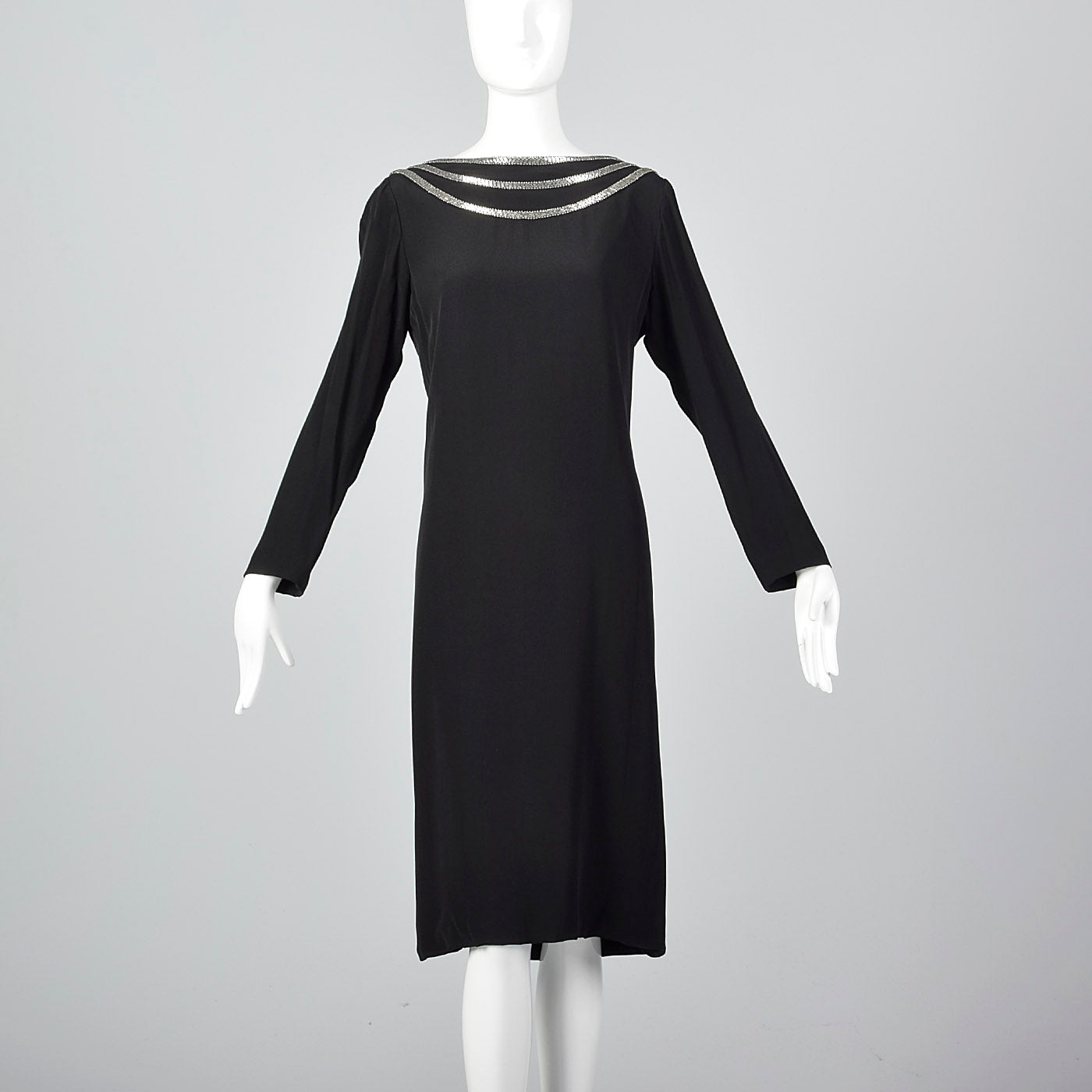 1970s Bob Mackie Little Black Dress with Dramatic Draped Back Style & Salvage 1970s Bob Mackie Little Black Dress with Dramatic Draped Back Style & Salvage