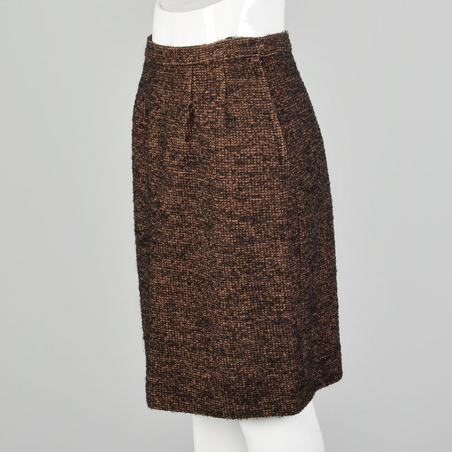 Small 1960s Skirt Brown Tweed Bouclé
