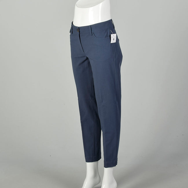 Brunello Cucinelli Blue Capri Pants Mid Rise Tapered Leg Designer Bottoms