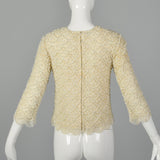 XXS 1960s Ivory Beaded Blouse