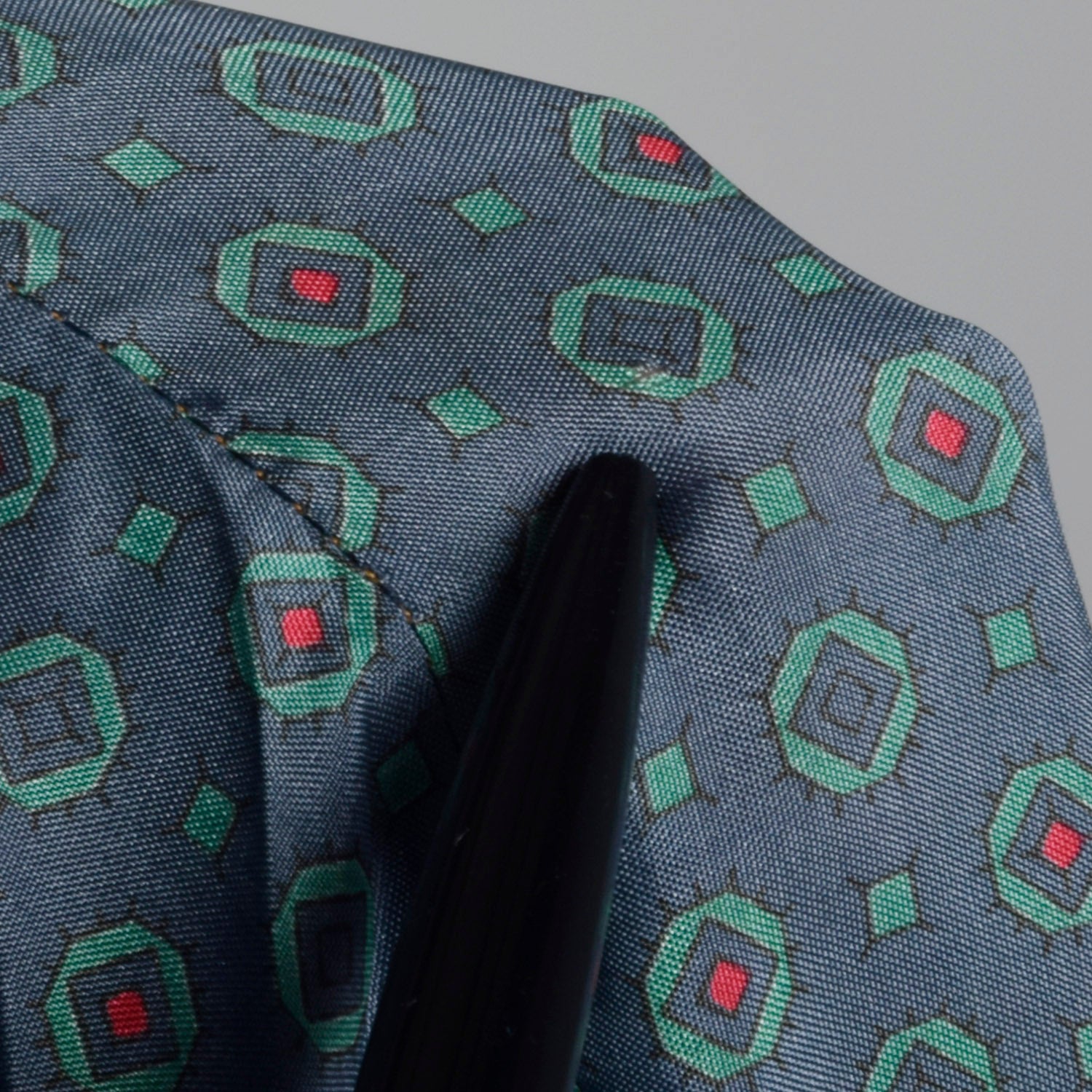 Large 1950s Print Silk Dress Jewel Tone Long Sleeve Day Dress
