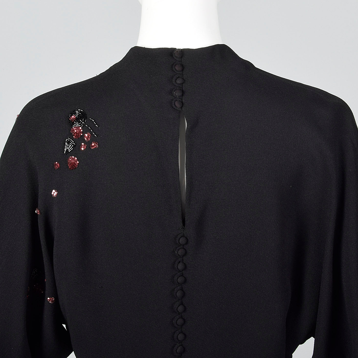 1940s Black Dress with Sequin and Beading Details