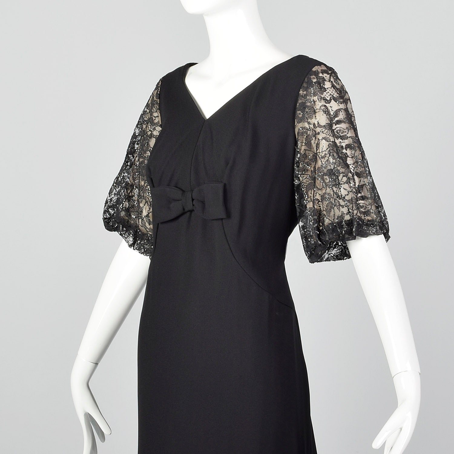 1960s Black Lace Sleeve Shift Dress Style & Salvage 1960s Black Lace Sleeve Shift Dress Style & Salvage