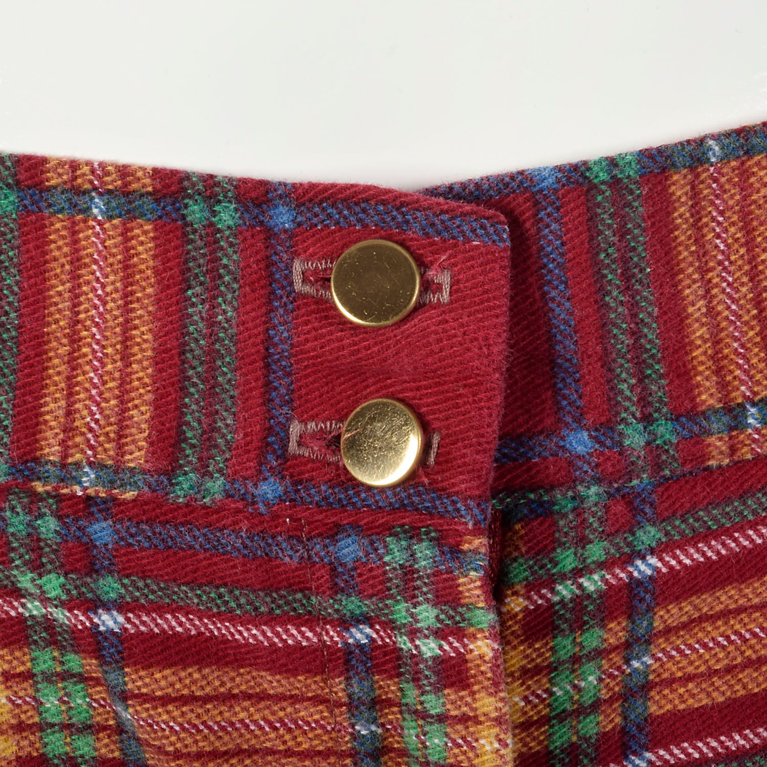 Small 1970s Flannel Bell Bottom Pants Plaid Wide Leg Jeans
