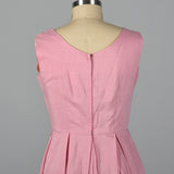 1950s Pink Polished Cotton Dress with Large Buttons