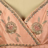 Large 1960s Peach Dress Deadstock Bead Embroidered Empire Waist Babydoll