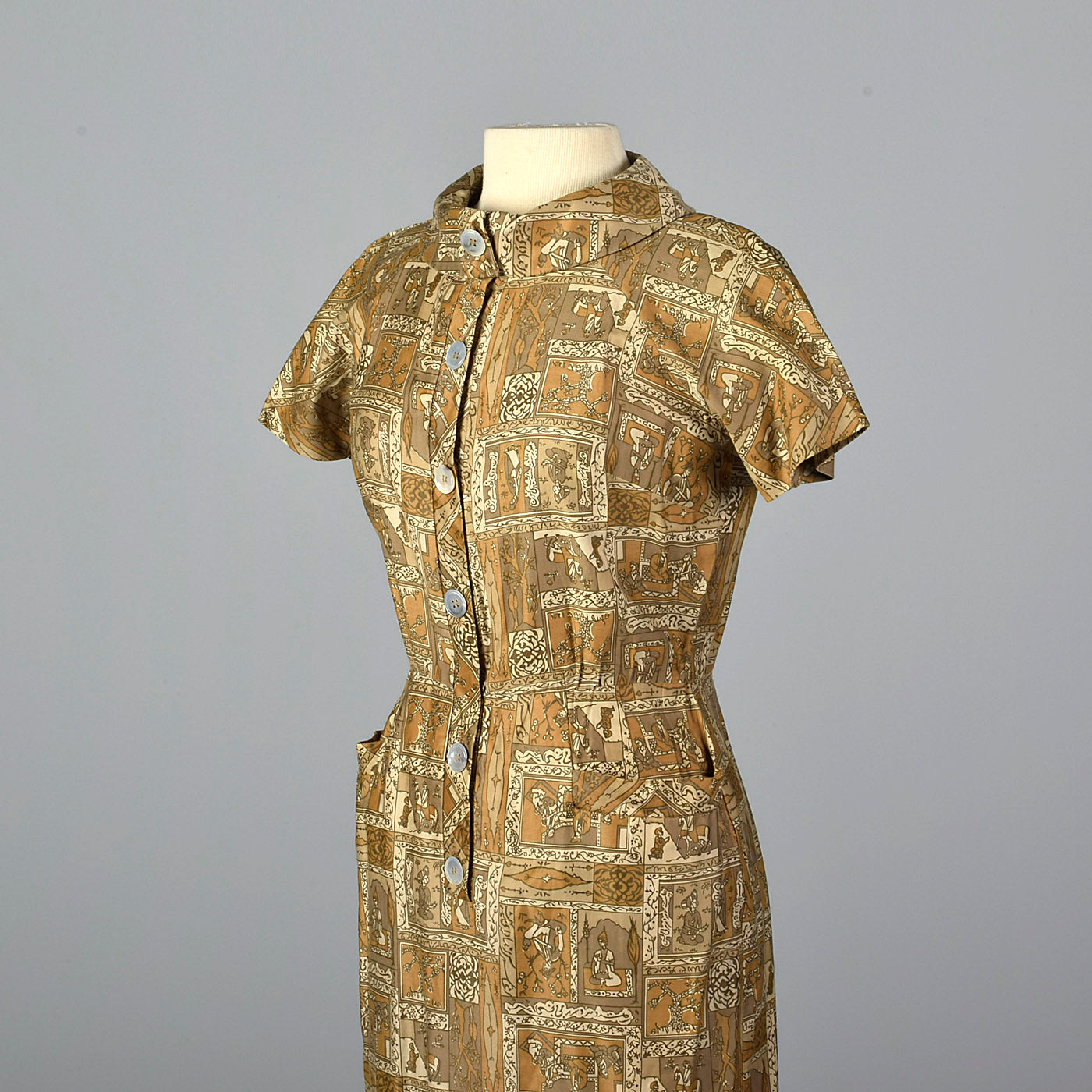 1950s Novelty Print Cotton Dress