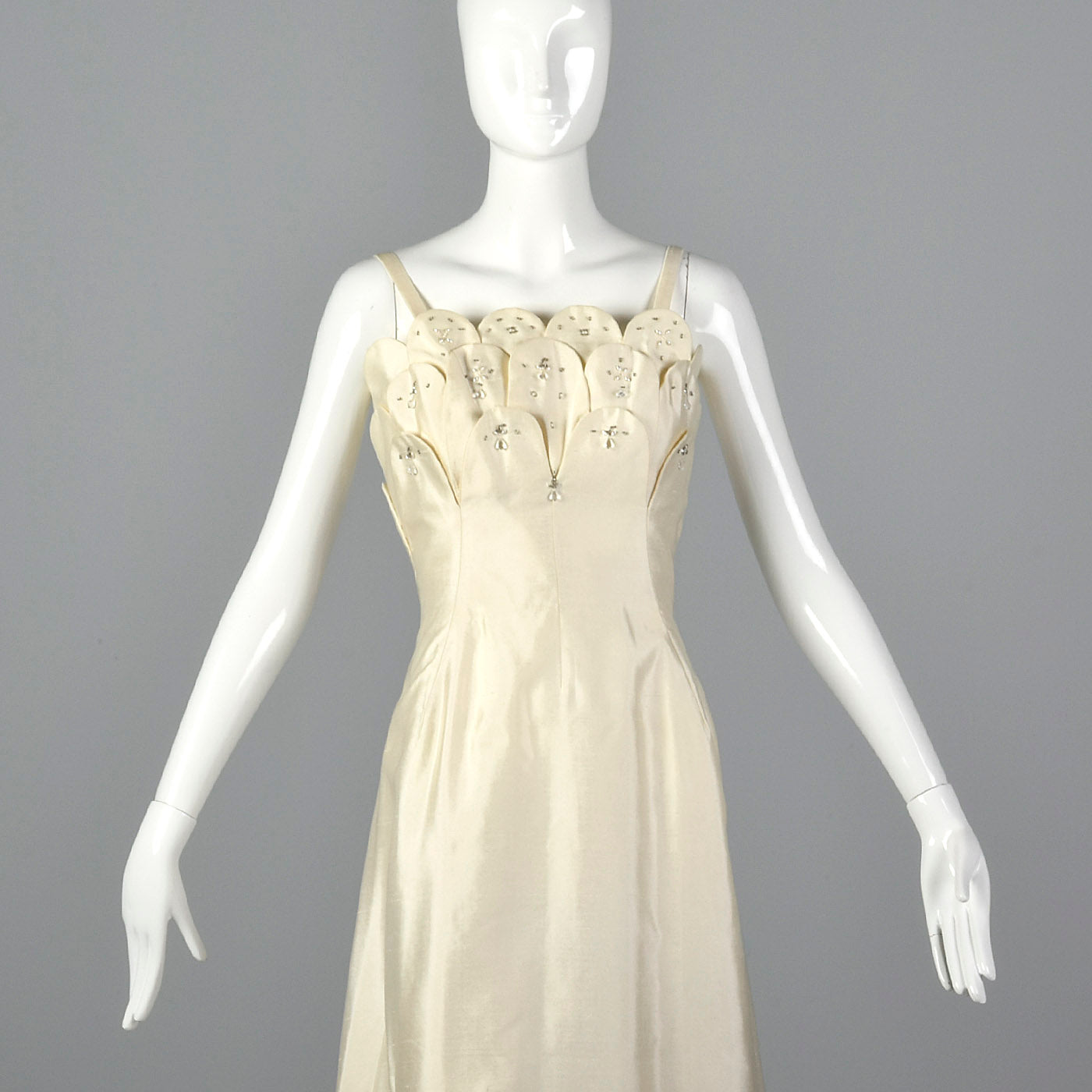 1960s Off White Formal Evening Gown or Wedding Dress