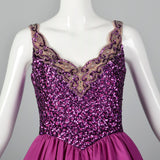 Small 1980s Fuchsia Dress with Sequined Bodice