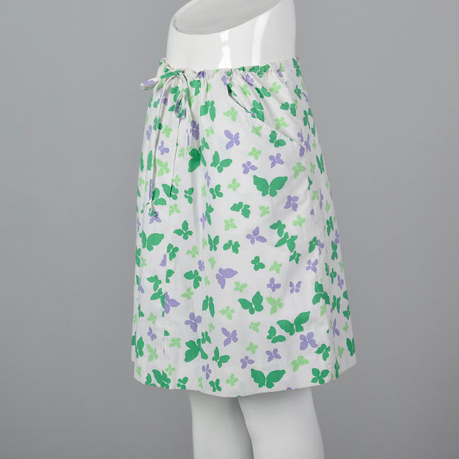1960s Butterfly Print Mini Skirt