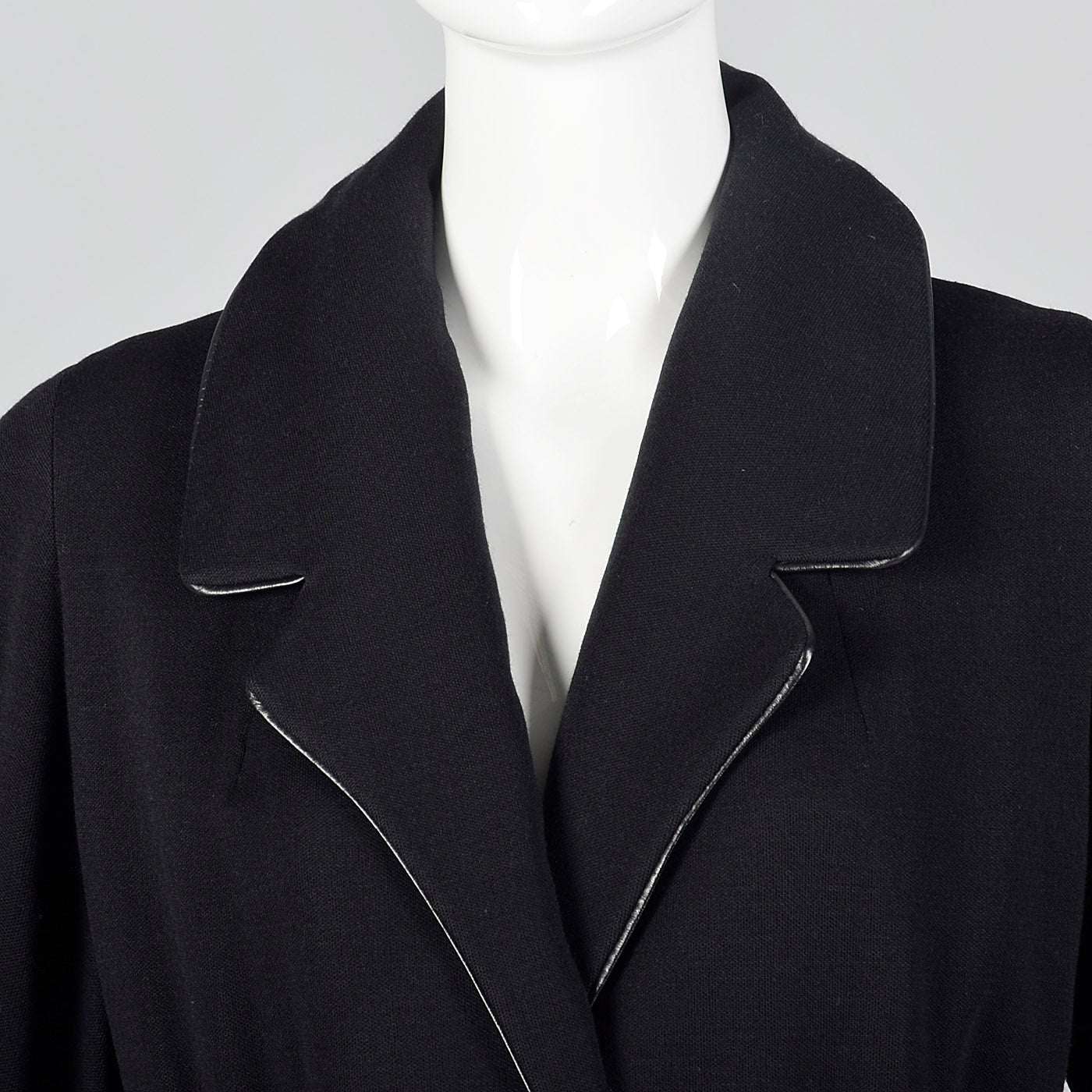 1950s Black Knit Trench Coat with Red Lining