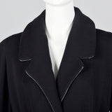 1950s Black Knit Trench Coat with Red Lining