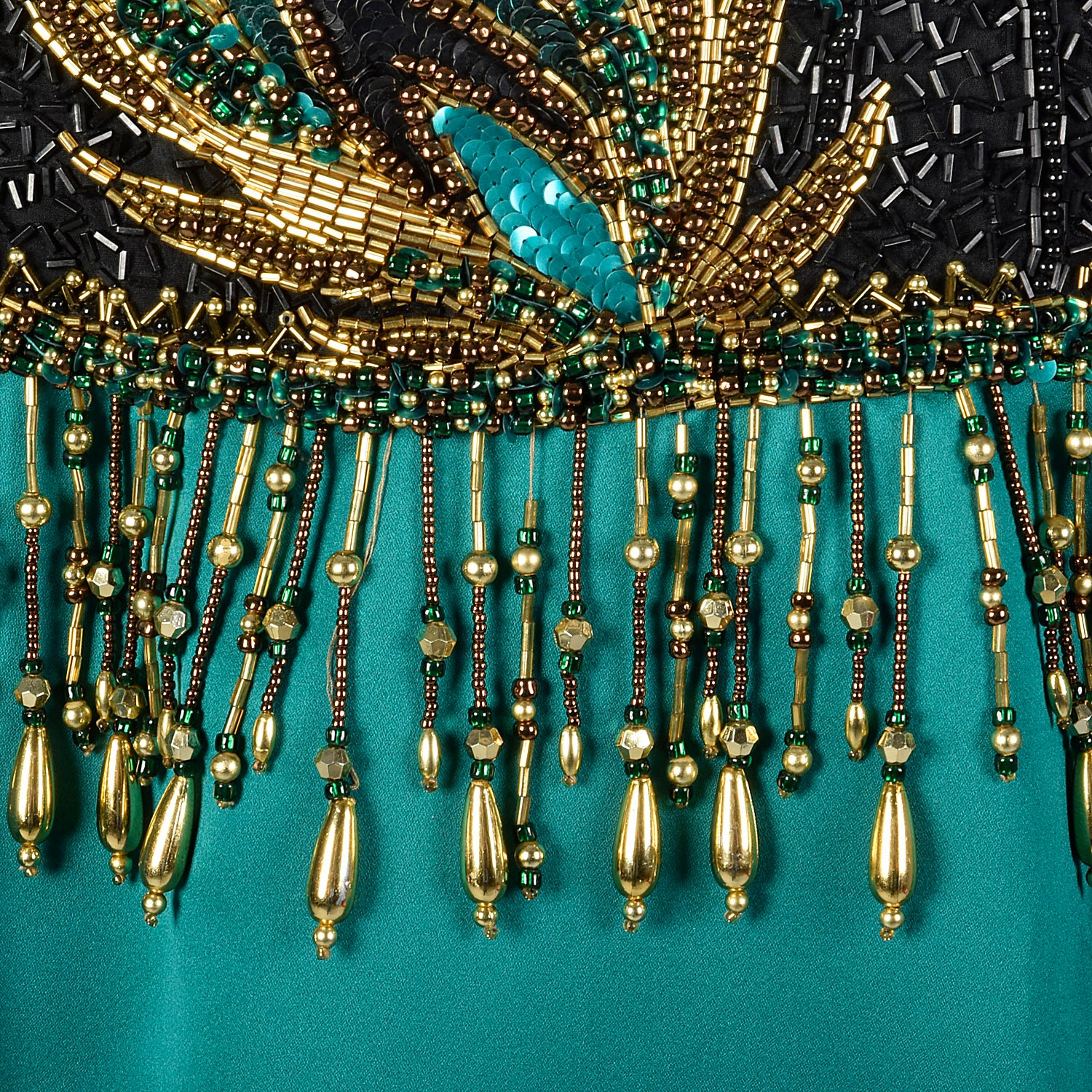 Medium Bob Mackie Boutique 1990s Black and Green Beaded Dress