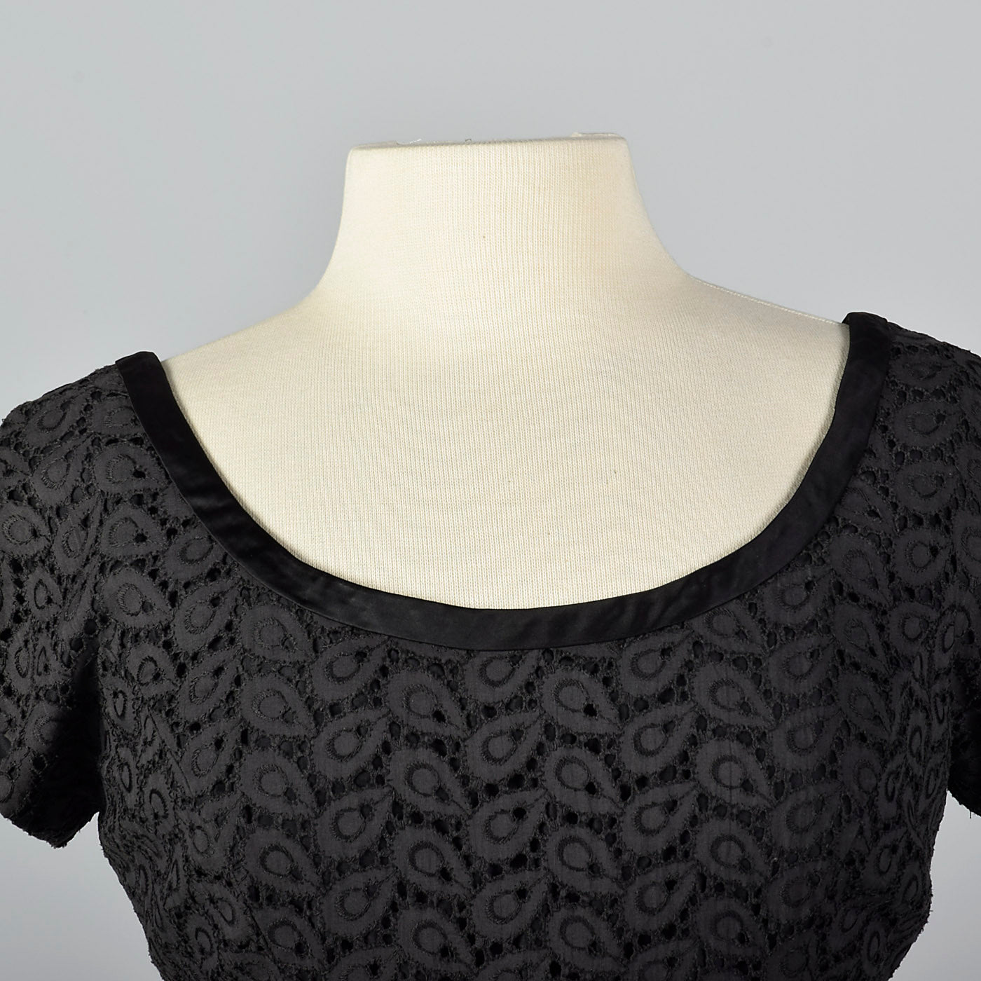 1950s Eyelet Overlay Dress with Large Peplum Waist