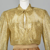 1970s Gold Maxi Dress with Bishop Sleeves
