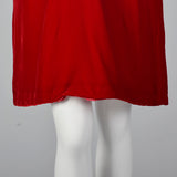 1960s Red Velvet Dress with Poet Sleeves