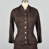 1950s Brown Two Piece Skirt Suit with Pockets