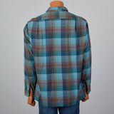 1960s Mens Pendleton Board Shirt in Blue Plaid