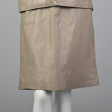 1980s Yves Saint Laurent Rive Gauche Gray Leather Skirt Suit