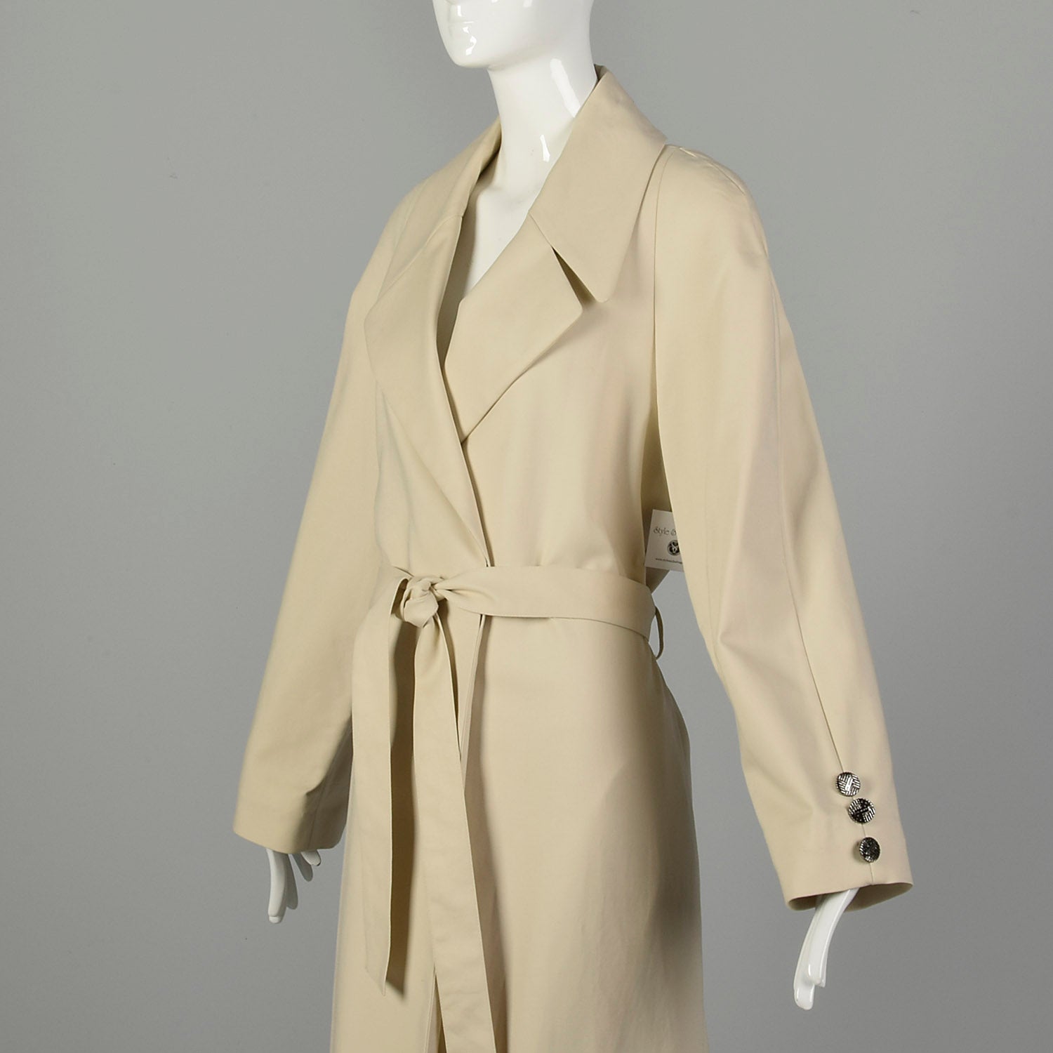 Large 2000s Trench Coat St. John Tan Maxi Tie Waist Designer