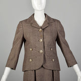 XS-Small 1960s Ben Zuckerman Brown Plaid Skirt Suit