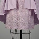 XL 1950s Set Lavender Lace Cocktail Party Peplum Waist Wiggle Dress