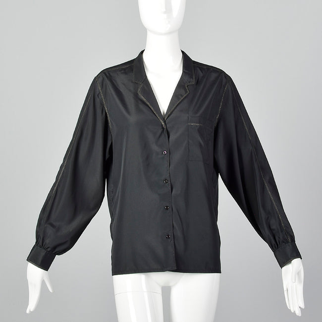 1970s Rodier Paris Black Shirt