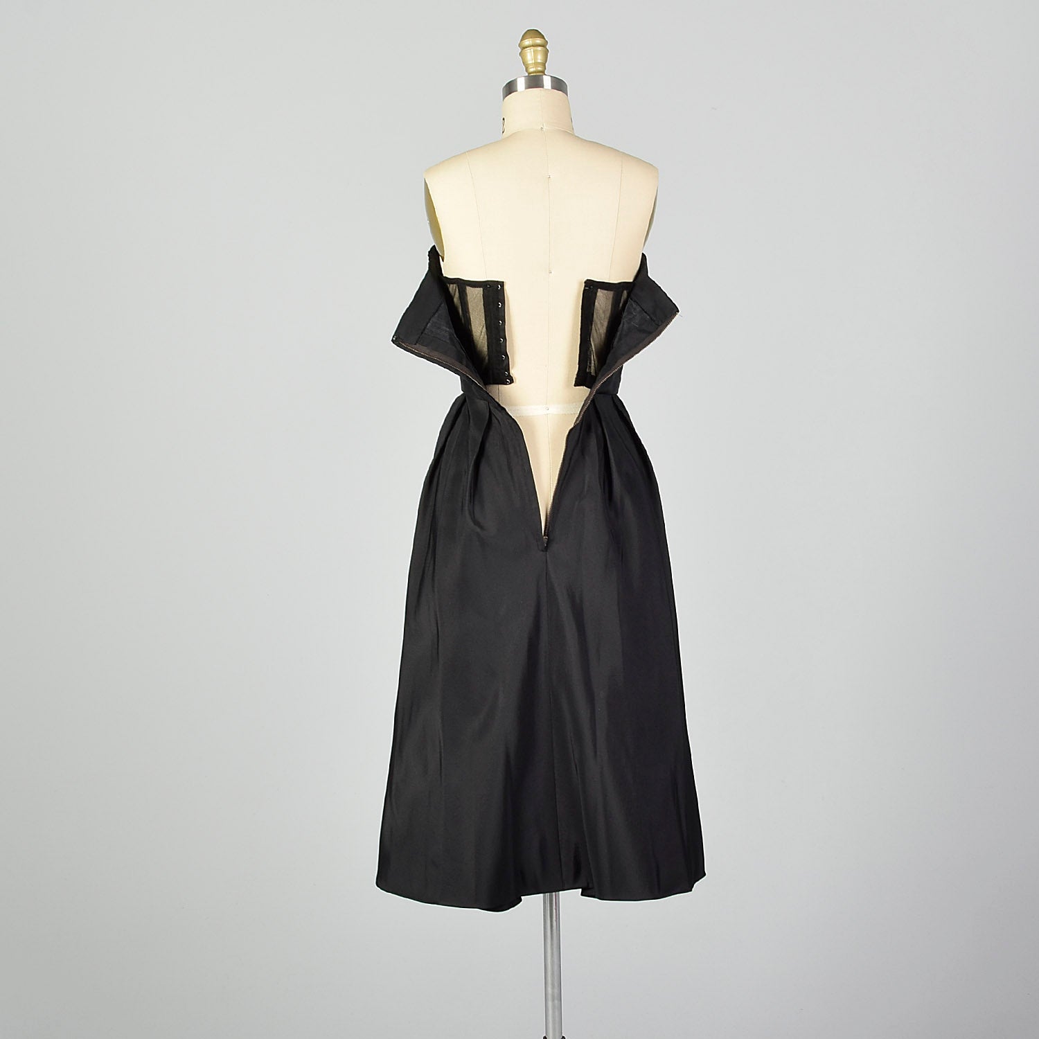 1940s Christian Dior Black Silk Evening Dress
