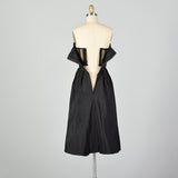 1940s Christian Dior Black Silk Evening Dress