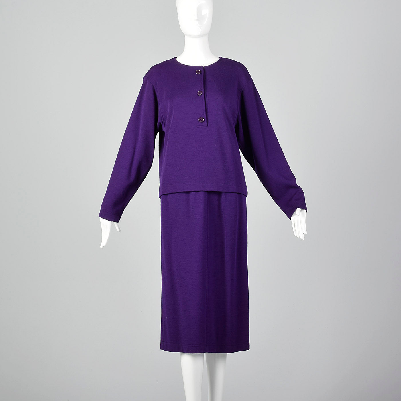 1970s Oscar de la Renta Purple Knit Two Piece Set