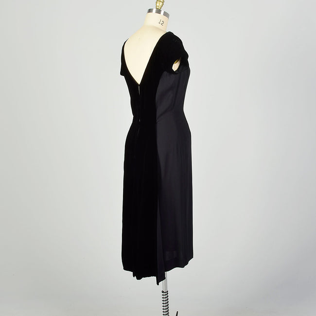 XL 1950s LBD Little Black Dress Velvet Evening Cocktail Party