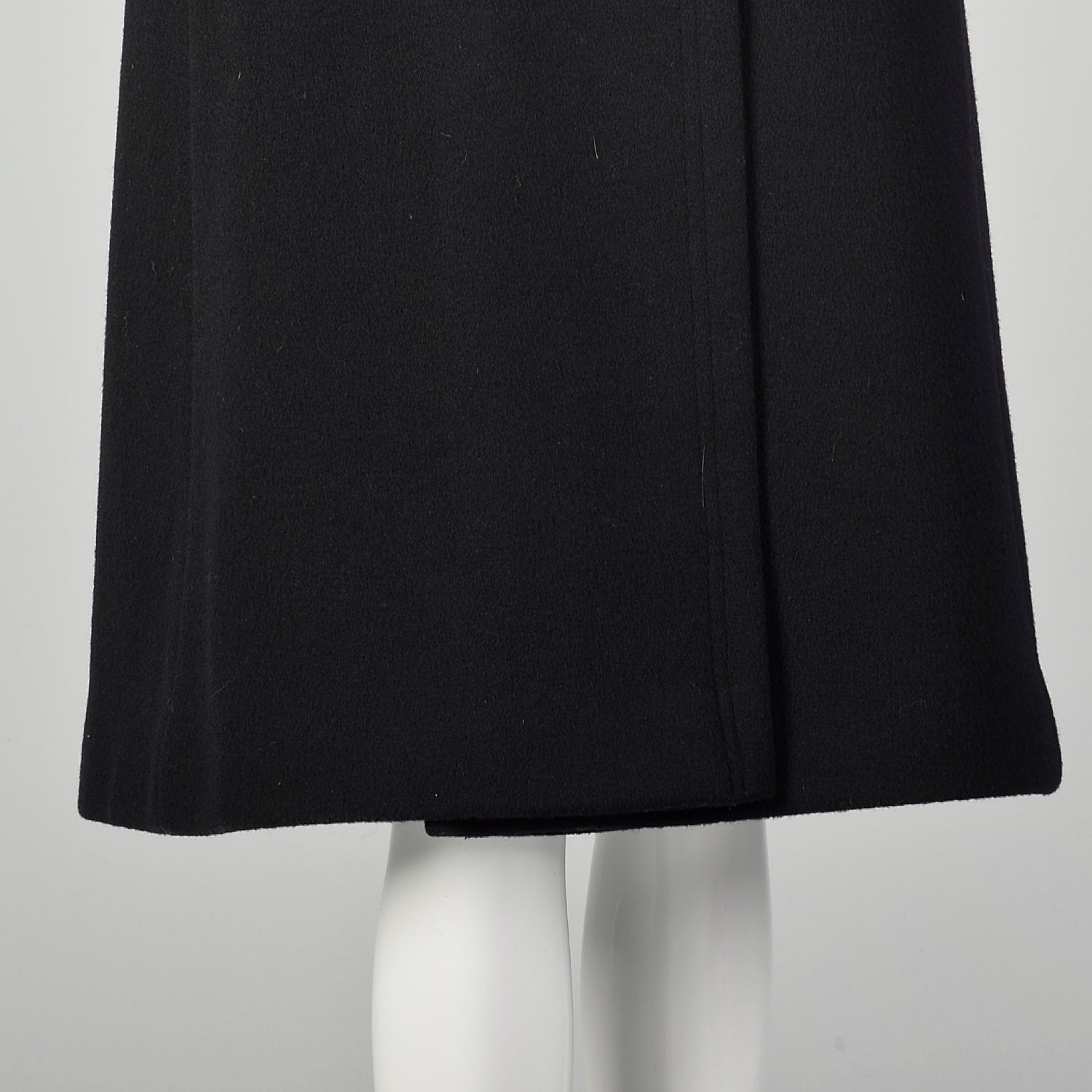 Small 1960s Mod Winter Coat Black Wool Double Breasted Overcoat