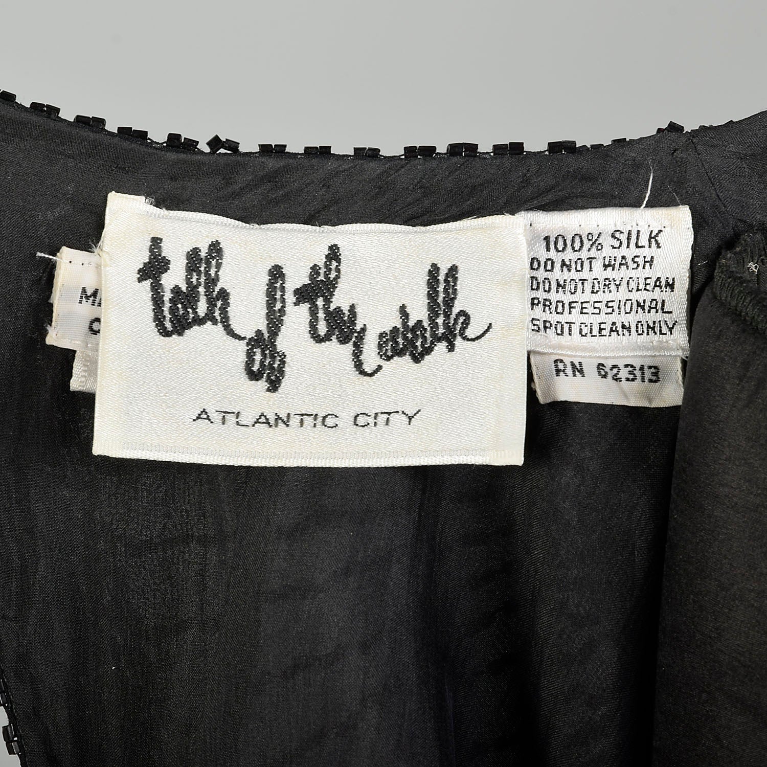 Medium 1980s Black Silk Beaded Dress Cocktail Party Keyhole Back