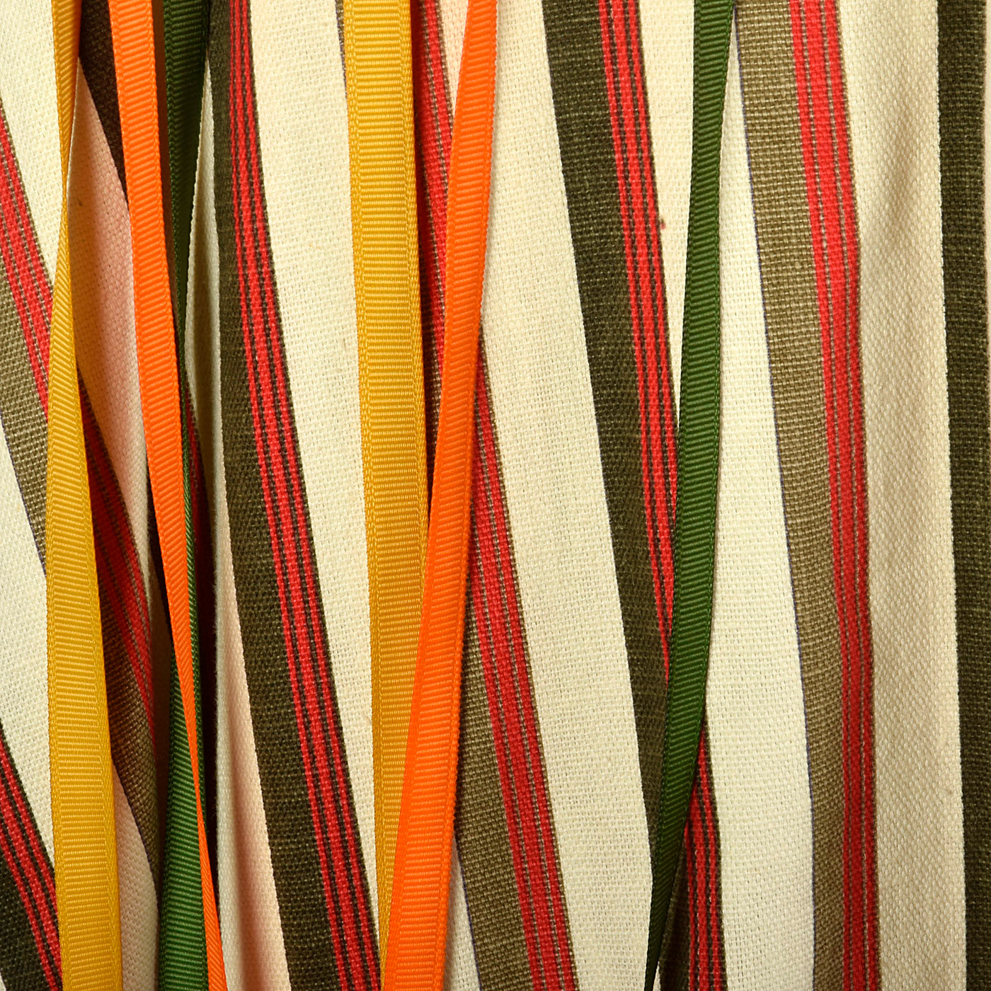 1970s Stripe Cotton Kaftan with Ribbon Fringe