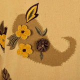 Large Escada 1980s  Tan Brown Sweater with Floral Appliques