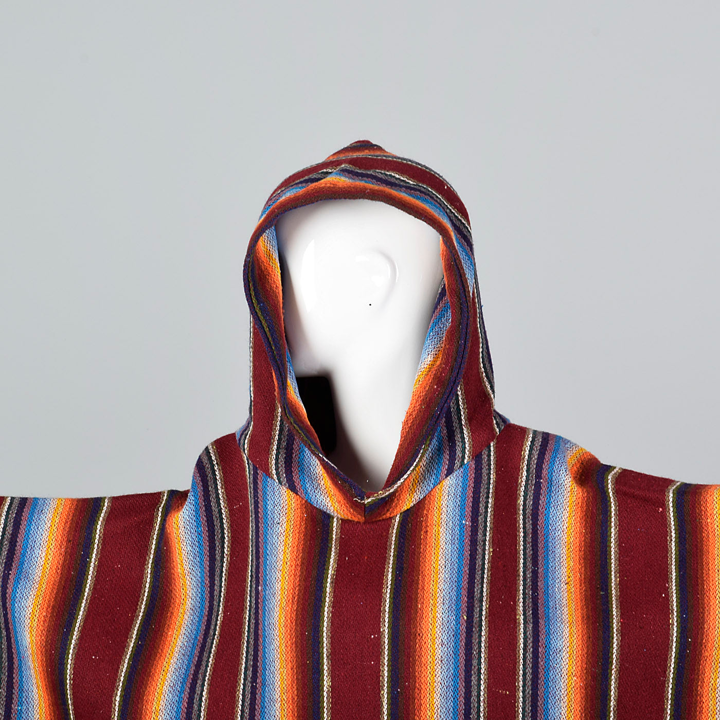 1970s Hooded Blanket Poncho