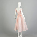 Medium 1980s Pink Party Gown Taffeta Princess Dress Off Shoulder Prom Formal Boned Bodice