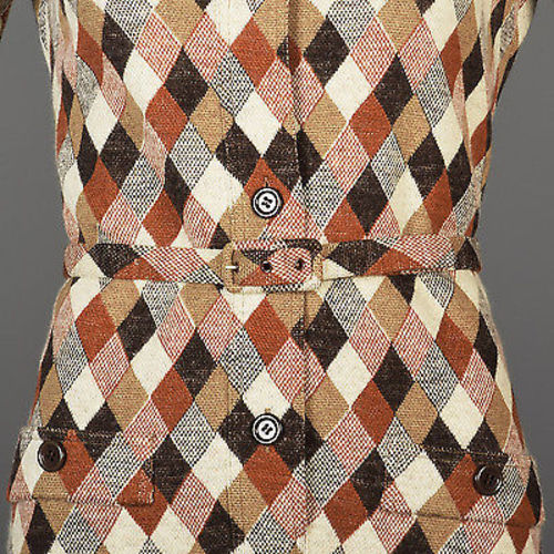 1970s Givenchy Argyle Knit Dress with Matching Scarf