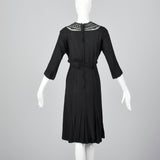 1950s Little Black Dress with Sheer Crochet Neckline