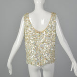 Large 1960s Sleeveless Knit Sweater with Dangling Paillettes