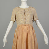 Medium 1990s Escada Couture Dress Blush Summer Short Sleeve Beaded Evening Gown