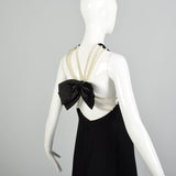Medium 1980s Victor Costa Pearl Back LBD Sexy Cocktail Little Black Dress