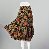 XS 1940s Novelty Print Cotton Harem Skirt