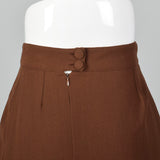 1980s Asymmetrical Brown Wool Crepe Skirt