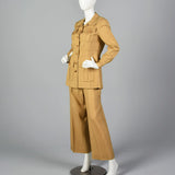 1970s Khaki Safari Pant Suit