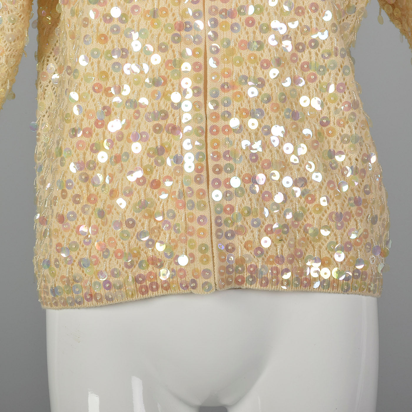 1960s Deadstock Wool Cardigan with Dangling Paillettes