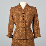1950s Brown Lace Overlay Skirt Suit